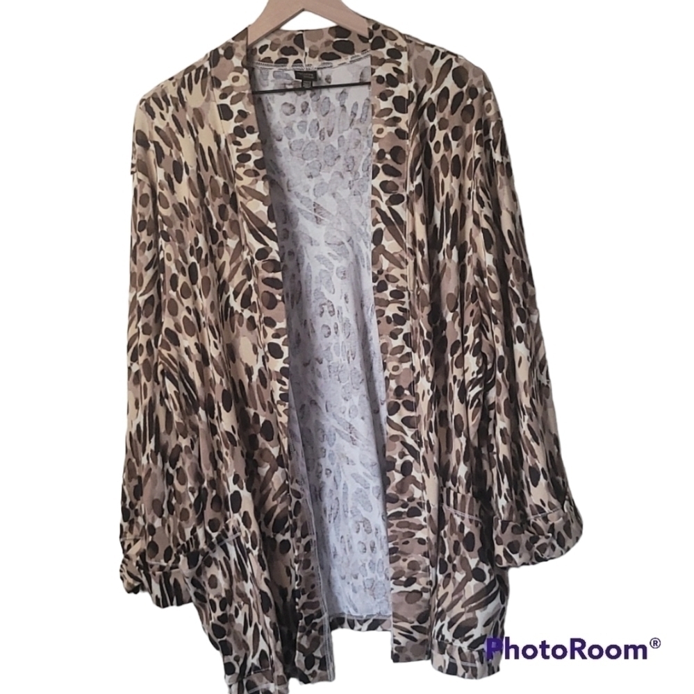 𝅺rafaella leopard print cardigan 3x